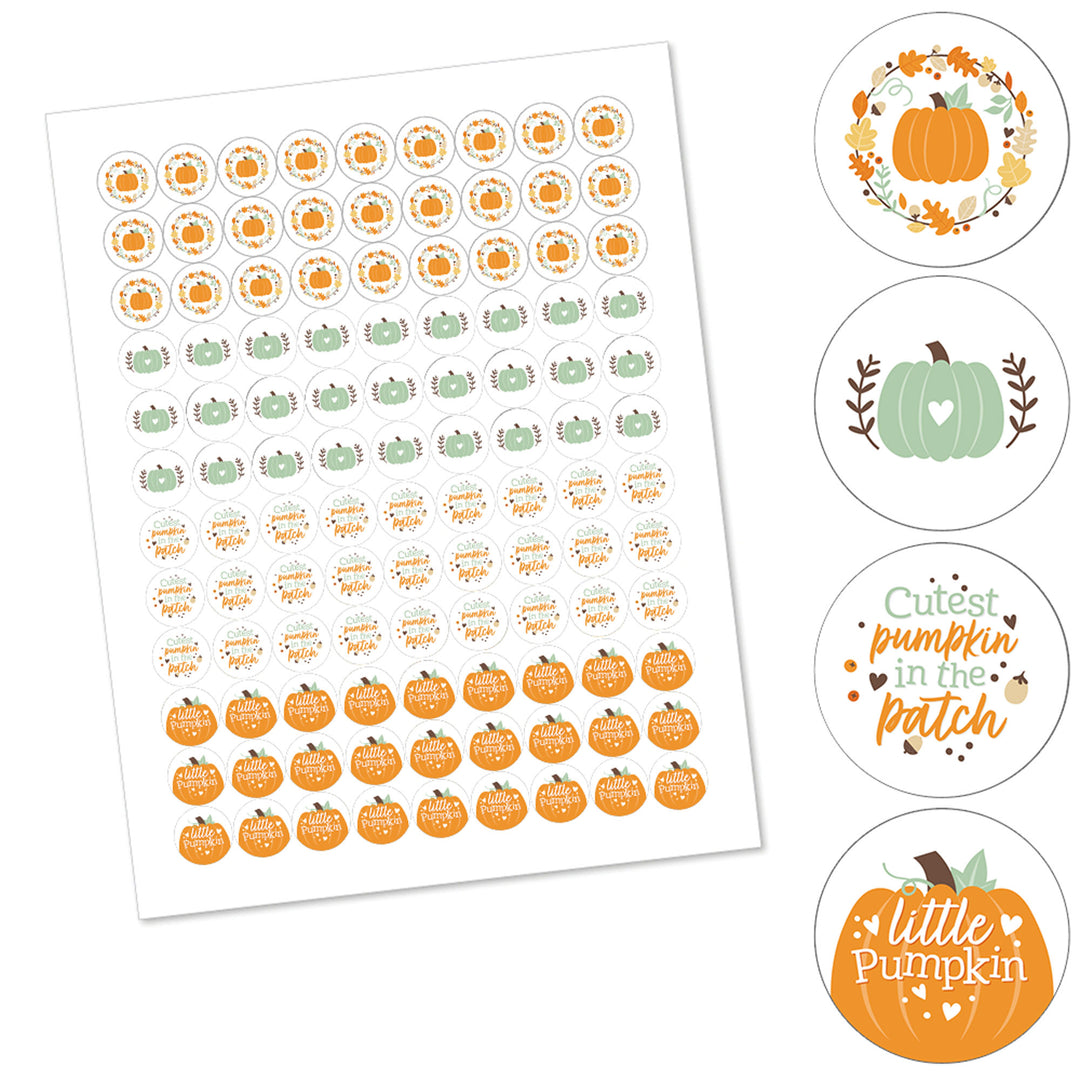 Little Pumpkin - Fall Birthday Party or Baby Shower Round Candy Sticker Favors - Labels Fit Chocolate Candy (1 sheet of 108)
