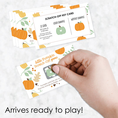 Little Pumpkin - Fall Birthday Party or Baby Shower Game Scratch Off Cards - 22 Count