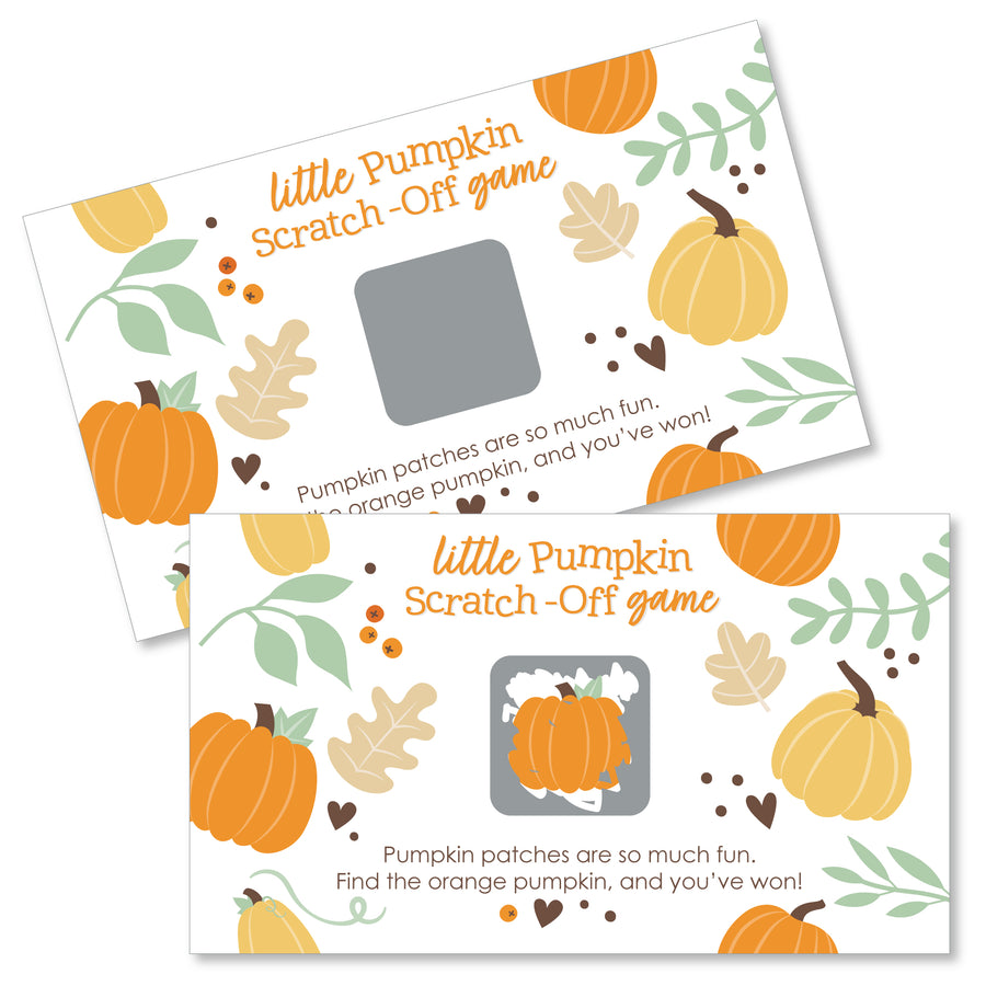 Little Pumpkin - Fall Birthday Party or Baby Shower Game Scratch Off Cards - 22 Count