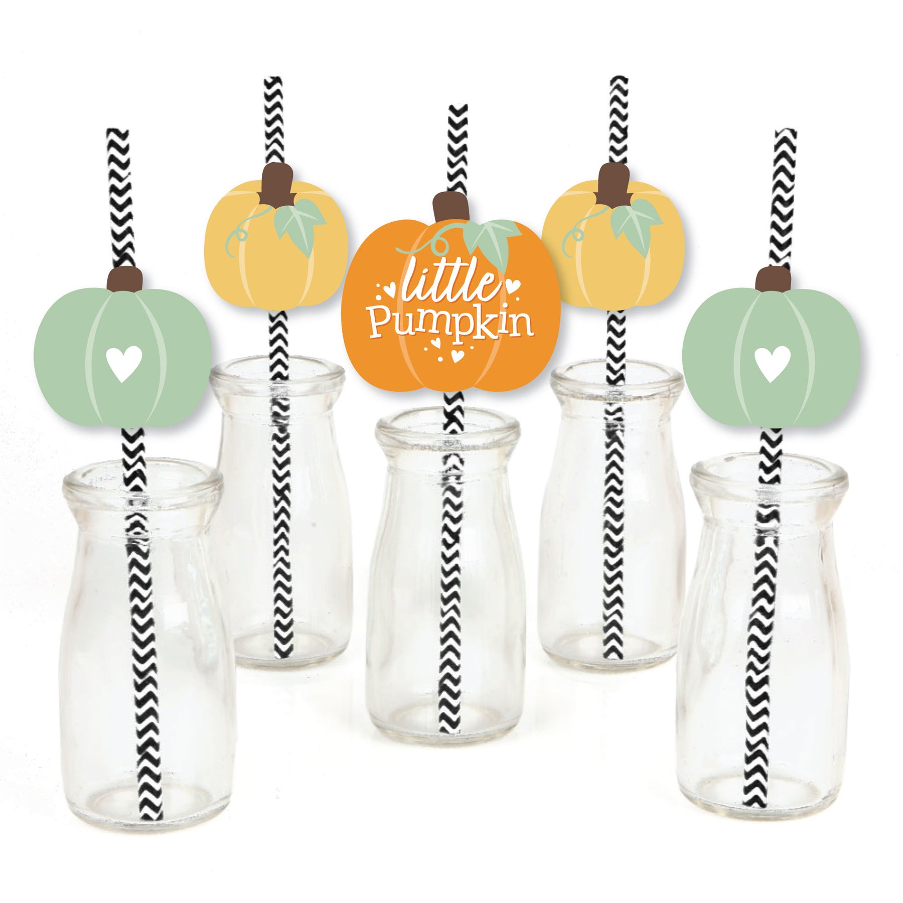 Little Pumpkin - Paper Straw Decor - Fall Birthday Party or Baby