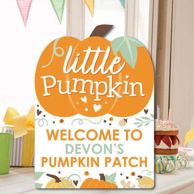 Little Pumpkin - Party Decorations - Fall Birthday Party or Baby Shower Personalized Welcome Yard Sign