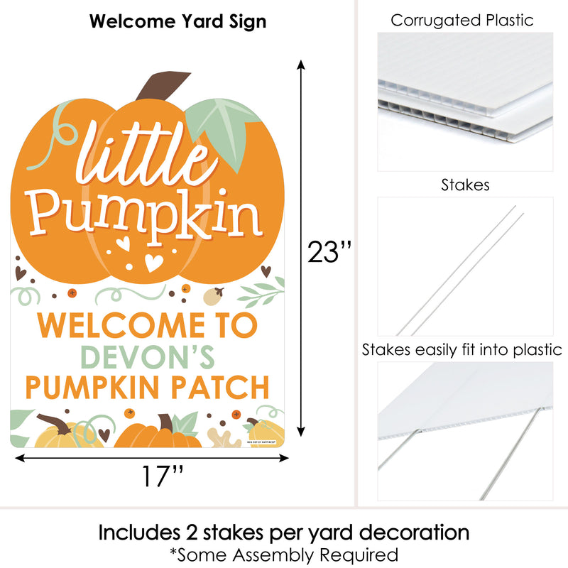 Little Pumpkin - Party Decorations - Fall Birthday Party or Baby Shower Personalized Welcome Yard Sign