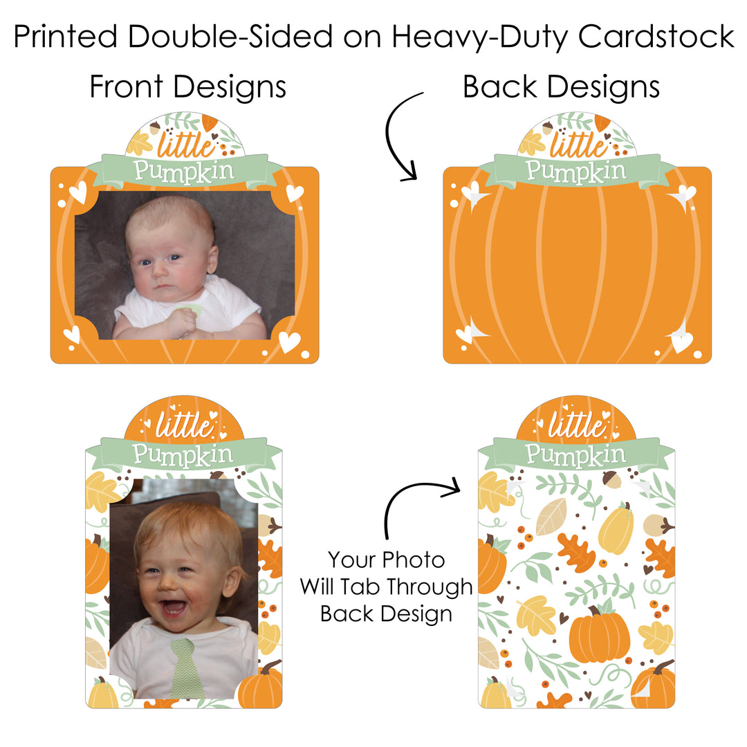 Little Pumpkin - Fall Birthday Party or Baby Shower Picture Centerpiece Sticks - Photo Table Toppers - 15 Pieces