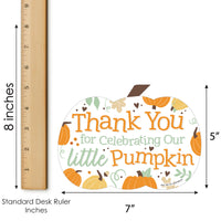 Little Pumpkin - Shaped Thank You Cards - Fall Birthday Party or Baby Shower Thank You Note Cards with Envelopes - Set of 12