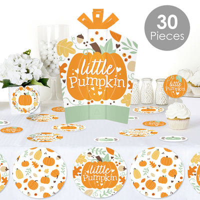 Little Pumpkin - Fall Birthday Party or Baby Shower Decor and Confetti - Terrific Table Centerpiece Kit - Set of 30