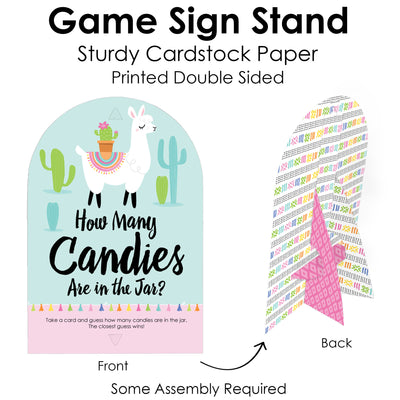 Whole Llama Fun - How Many Candies Llama Fiesta Baby Shower or Birthday Party Game - 1 Stand and 40 Cards - Candy Guessing Game
