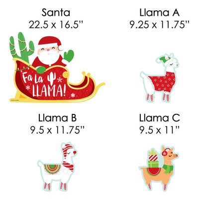 Llama Christmas Sleigh - Yard Sign and Outdoor Lawn Decorations - Fa La Llama Holiday Party Yard Signs - Set of 8