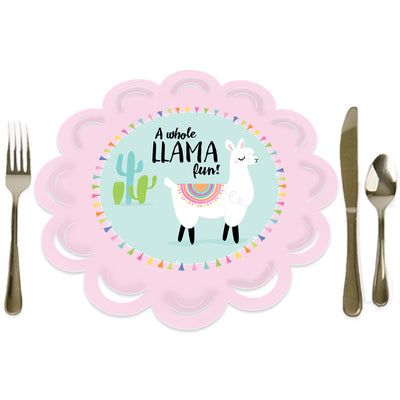 Whole Llama Fun - Llama Fiesta Baby Shower or Birthday Party Round Table Decorations - Paper Chargers - Place Setting For 12