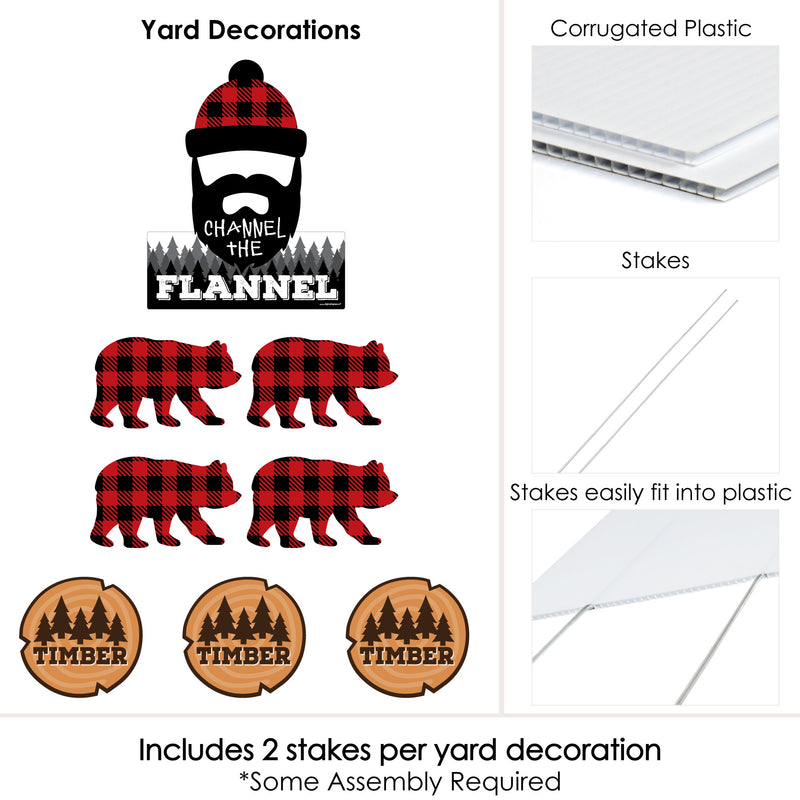 Lumberjack - Channel The Flannel - Yard Sign & Outdoor Lawn Decorations - Buffalo Plaid Party Yard Signs - Set of 8