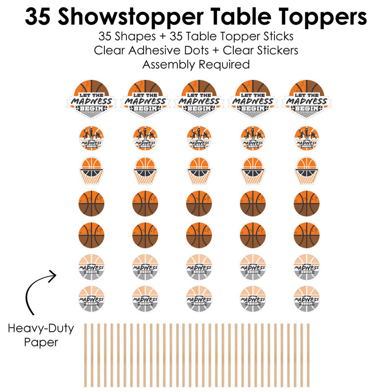 Basketball - Let the Madness Begin - College Basketball Party Centerpiece Sticks - Showstopper Table Toppers - 35 Pieces