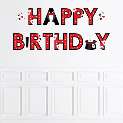 Ta-Da, Magic Show - Peel and Stick Magical Birthday Party Large Banner Wall Decals - Happy Birthday