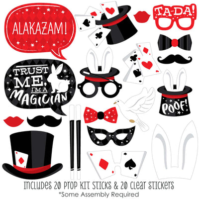 Ta-Da, Magic Show - Magical Birthday Party Photo Booth Props Kit - 20 Count