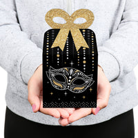 Masquerade - Square Favor Gift Boxes - Venetian Mask Party Bow Boxes - Set of 12