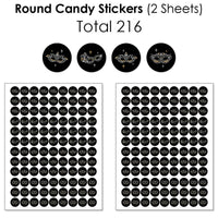 Masquerade - Mini Candy Bar Wrappers, Round Candy Stickers and Circle Stickers - Venetian Mask Party Candy Favor Sticker Kit - 304 Pieces