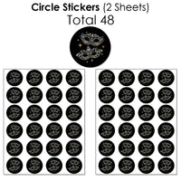 Masquerade - Mini Candy Bar Wrappers, Round Candy Stickers and Circle Stickers - Venetian Mask Party Candy Favor Sticker Kit - 304 Pieces