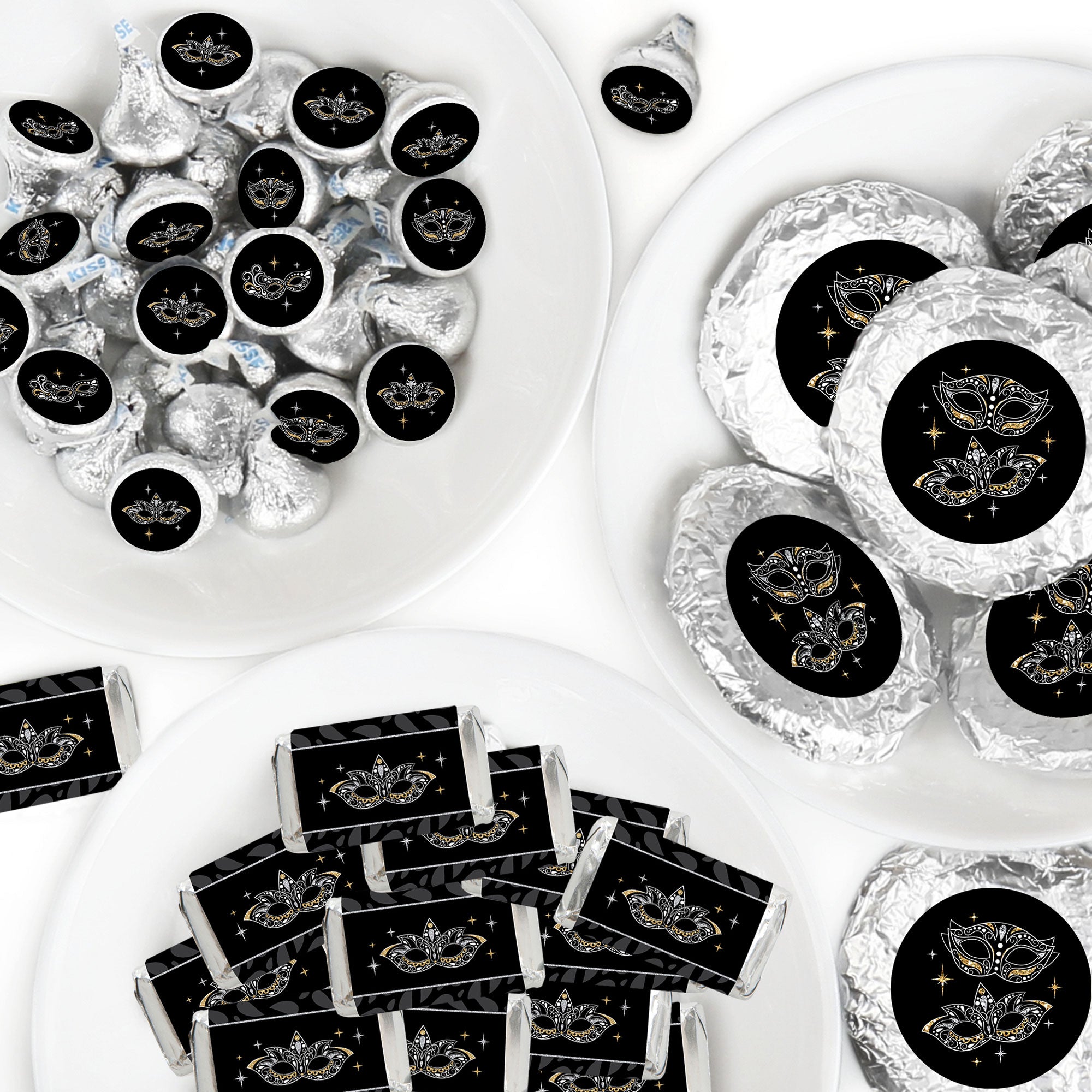 Masquerade - Mini Candy Bar Wrappers, Round Candy Stickers and Circle ...