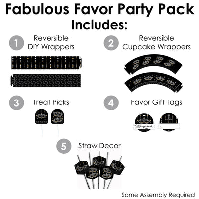 Masquerade - Venetian Mask Party Favors and Cupcake Kit - Fabulous Favor Party Pack - 100 Pieces
