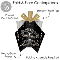 Masquerade - Table Decorations - Venetian Mask Party Fold and Flare Centerpieces - 10 Count