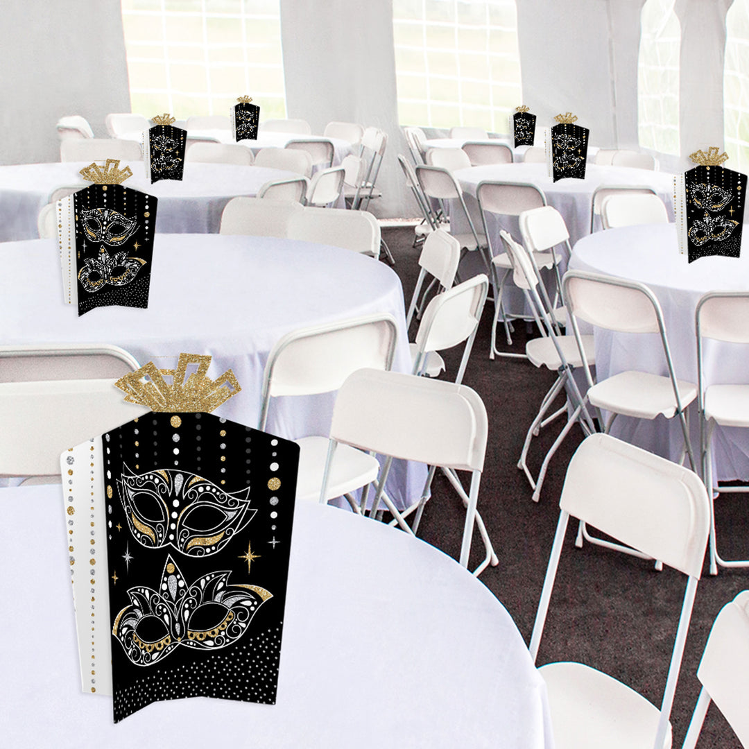 Masquerade - Table Decorations - Venetian Mask Party Fold and Flare Centerpieces - 10 Count