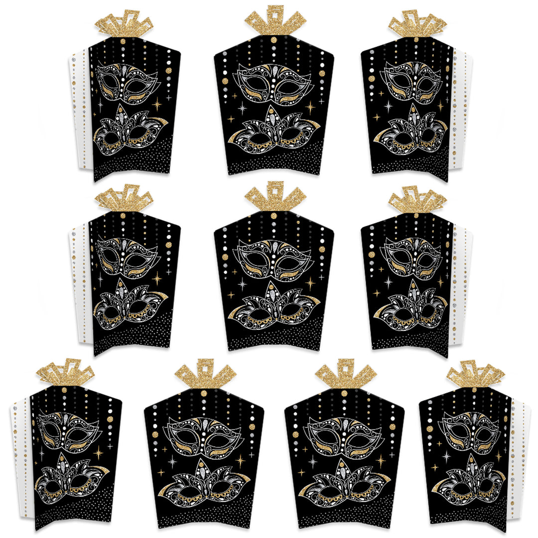 Masquerade - Table Decorations - Venetian Mask Party Fold and Flare Centerpieces - 10 Count