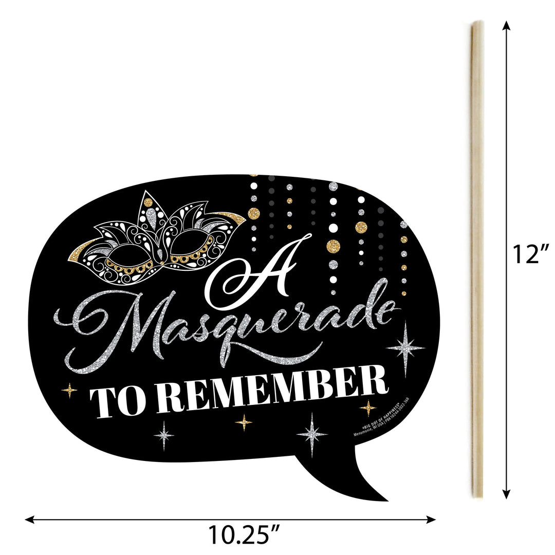 Funny Masquerade - Venetian Mask Party Photo Booth Props Kit - 10 Piece