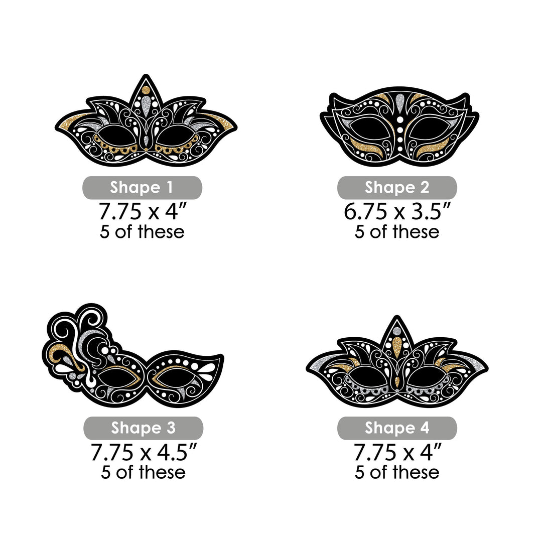 Masquerade - Decorations DIY Venetian Mask Party Essentials - Set of 20