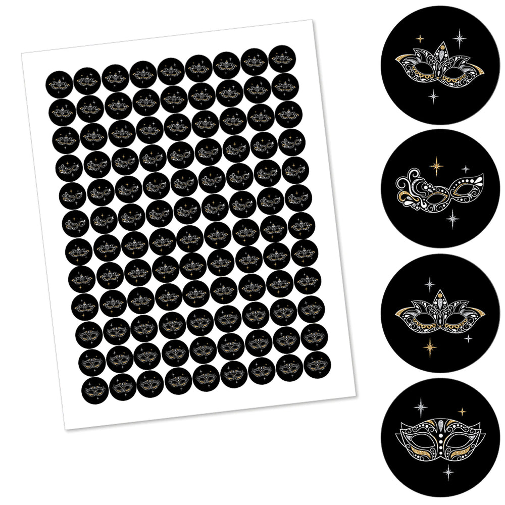 Masquerade - Venetian Mask Party Round Candy Sticker Favors - Labels Fit Chocolate Candy (1 sheet of 108)