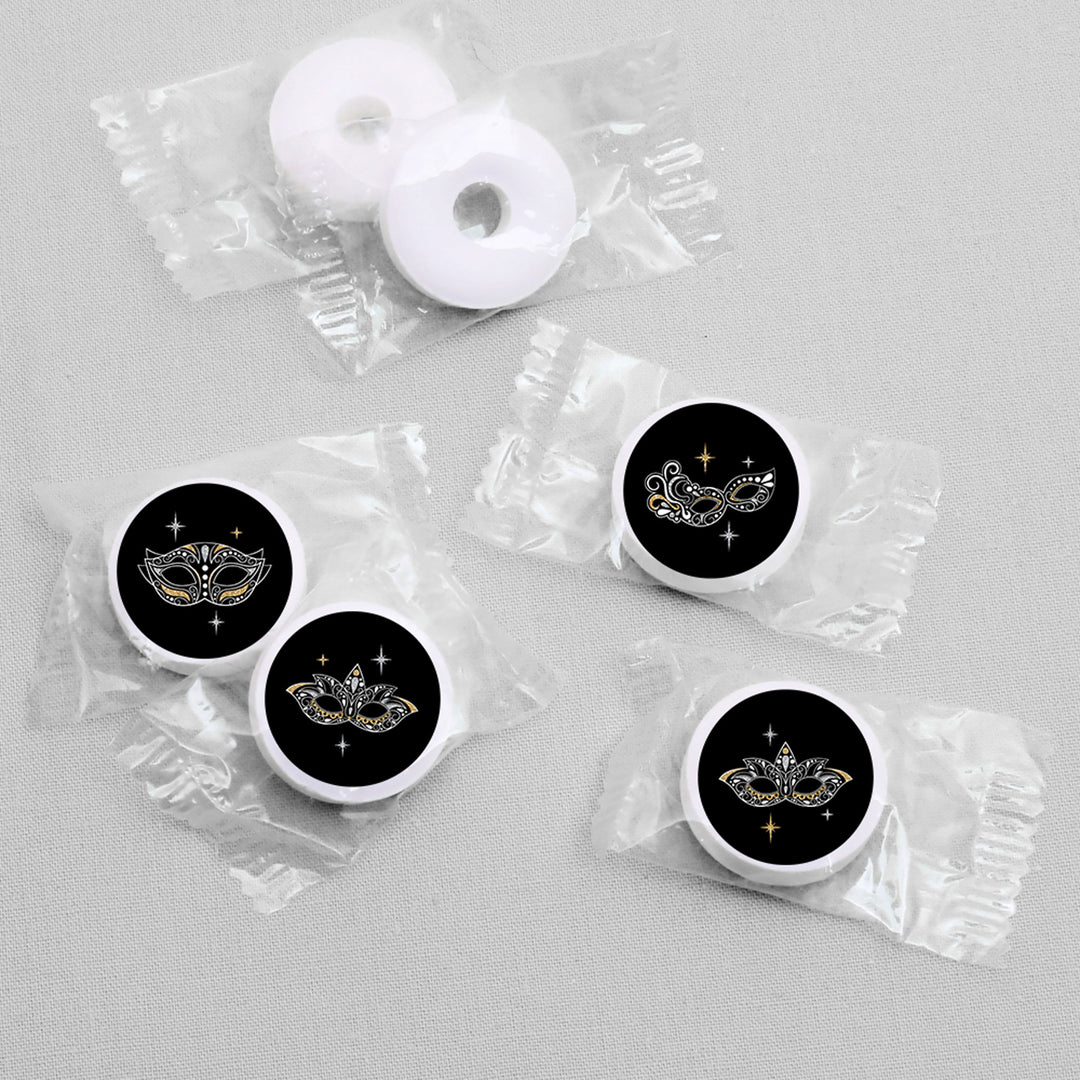 Masquerade - Venetian Mask Party Round Candy Sticker Favors - Labels Fit Chocolate Candy (1 sheet of 108)