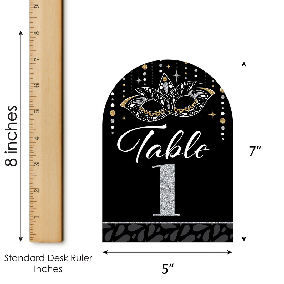 Masquerade - Venetian Mask Party Double-Sided 5 x 7 inches Cards - Table Numbers - 1-20
