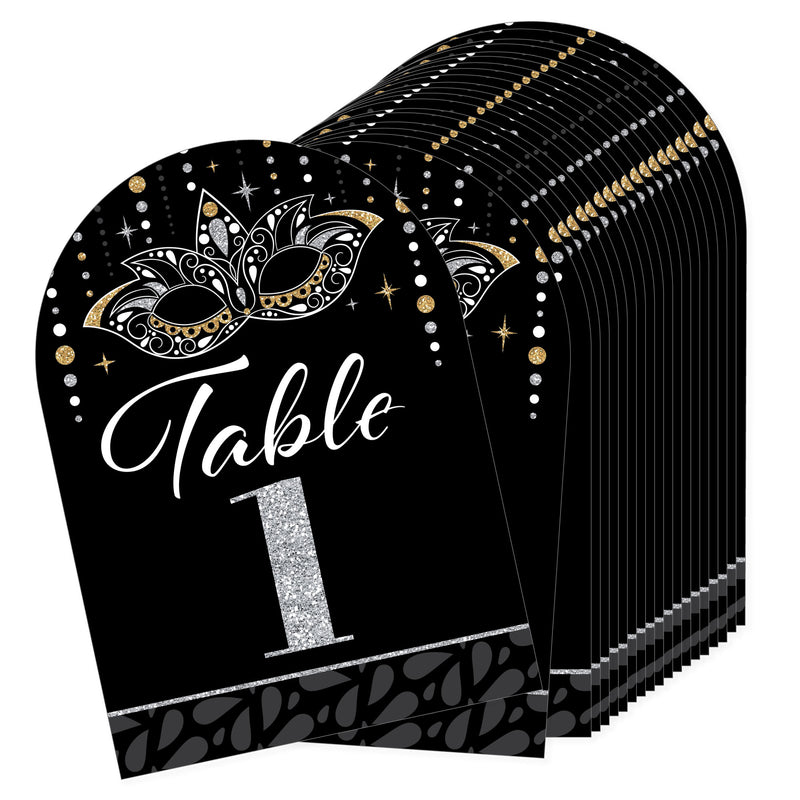 Masquerade - Venetian Mask Party Double-Sided 5 x 7 inches Cards - Table Numbers - 1-20