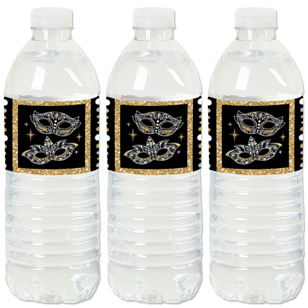 Masquerade - Venetian Mask Party Water Bottle Sticker Labels - Set of 20