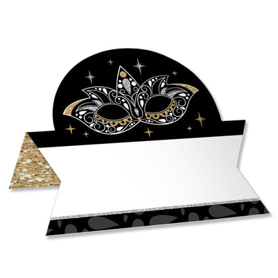 Masquerade - Venetian Mask Party Tent Buffet Card - Table Setting Name Place Cards - Set of 24