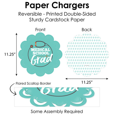 Medical School Grad - Doctor Graduation Party Paper Charger and Table Decorations - Chargerific Kit - Place Setting for 8