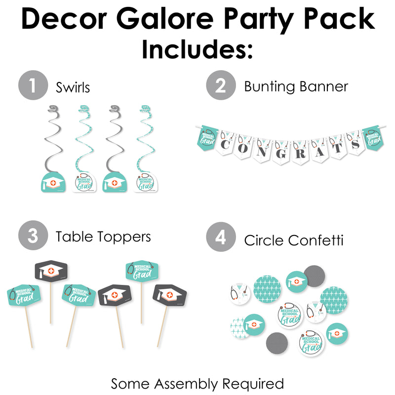 Medical School Grad - Doctor Graduation Party Supplies Decoration Kit - Decor Galore Party Pack - 51 Pieces