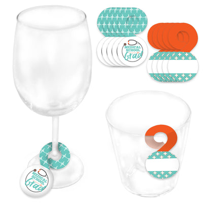 Medical School Grad - Doctor Graduation Party Paper Beverage Markers for Glasses - Drink Tags - Set of 24