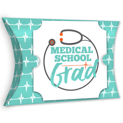 Medical School Grad - Favor Gift Boxes - Doctor Graduation Party Large Pillow Boxes - Set of 12