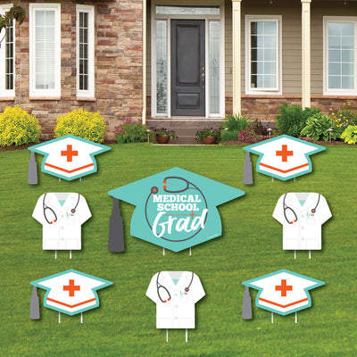 Medical School Grad - Yard Sign & Outdoor Lawn Decorations - Doctor Graduation Party Yard Signs - Set of 8