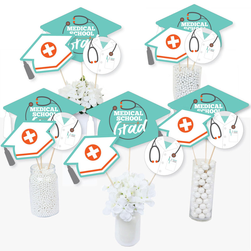 Medical School Grad - Doctor Graduation Party Centerpiece Sticks - Table Toppers - Set of 15
