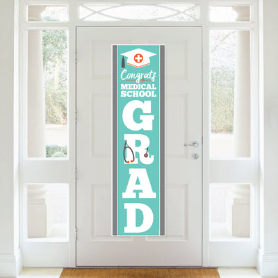 Medical School Grad - Doctor Graduation Party Front Door Decoration - Vertical Banner