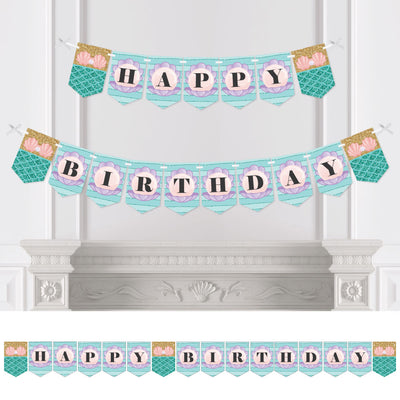 Let's Be Mermaids - Birthday Party Bunting Banner - Mermaid Party Decorations - Happy Birthday