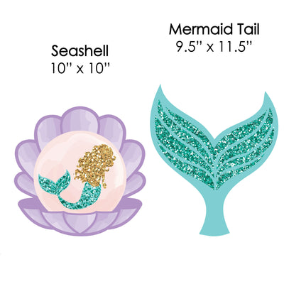 Let's Be Mermaids - Mermaid & Seashell Lawn Decorations - Outdoor Baby Shower or Birthday Party Yard Decorations - 10 Piece