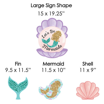 Let's Be Mermaids - Yard Sign & Outdoor Lawn Decorations - Baby Shower or Birthday Party Yard Signs - Set of 8