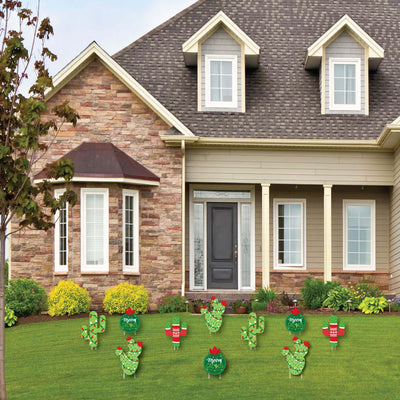 Merry Cactus - Cactus Lawn Decorations - Outdoor Christmas Cactus Party Yard Decorations - 10 Piece