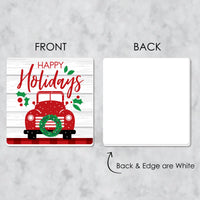 Merry Little Christmas Tree - Funny Red Truck and Car Christmas Party Decorations - Drink Coasters - Set of 6