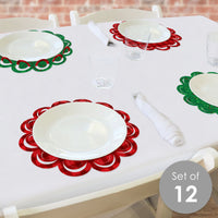 Merry Little Christmas Tree - Red Truck Christmas Party Round Table Decorations - Paper Chargers - Place Setting For 12