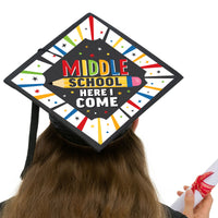 Middle School Here I Come - Elementary Graduation Cap Decorations Kit - Grad Cap Cover