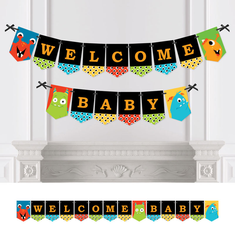 Monster Bash - Little Monster Baby Shower Bunting Banner - Party Decorations - Welcome Baby