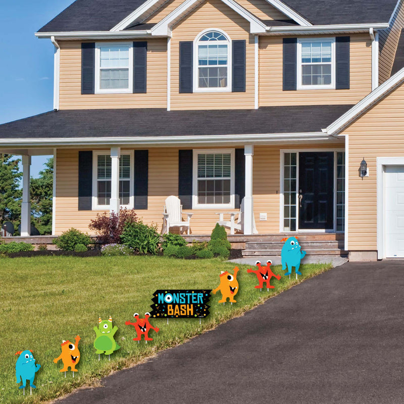 Monster Bash - Yard Sign & Outdoor Lawn Decorations - Little Monster Birthday Party or Baby Shower Yard Signs - Set of 8
