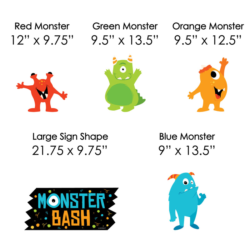 Monster Bash - Yard Sign & Outdoor Lawn Decorations - Little Monster Birthday Party or Baby Shower Yard Signs - Set of 8