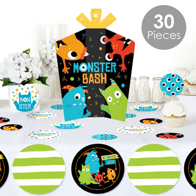 Monster Bash - Little Monster Birthday Party or Baby Shower Decor and Confetti - Terrific Table Centerpiece Kit - Set of 30